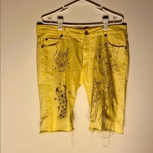 Zara custom yellow jean shorts